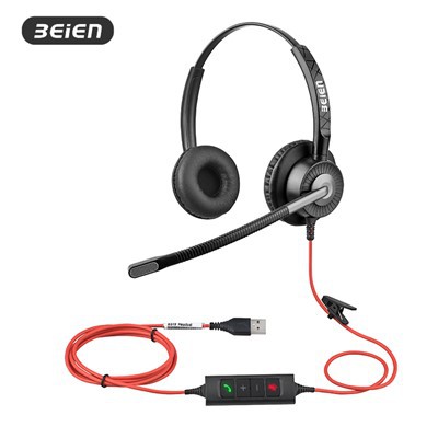Headset USB Berkabel Pusat Panggilan Untuk PC