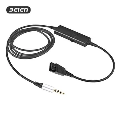 GNQD-Adaptor 4 Kutub 3,5mm dengan Kontrol Inline untuk Ponsel/Tablet/Laptop